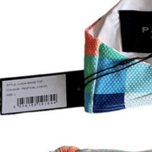 Paper London Lucia Bikini Top Tropical Check Size L NWT - Picture 5 of 5